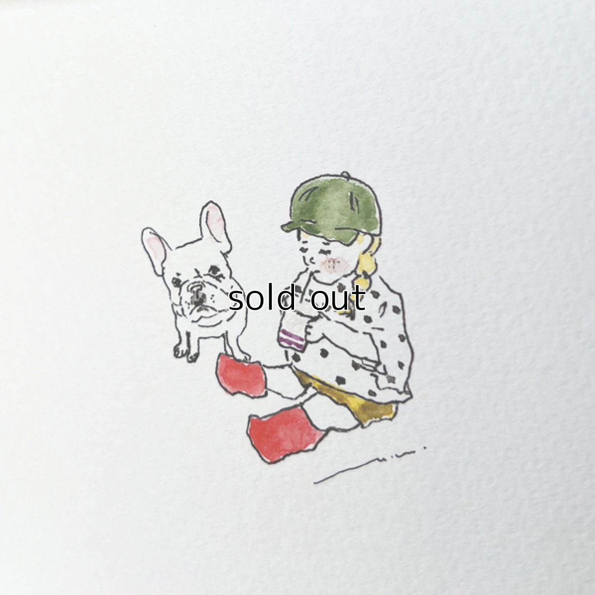 画像2: 原画/ポストカード（フレーム付き）『みてる子』 (2)